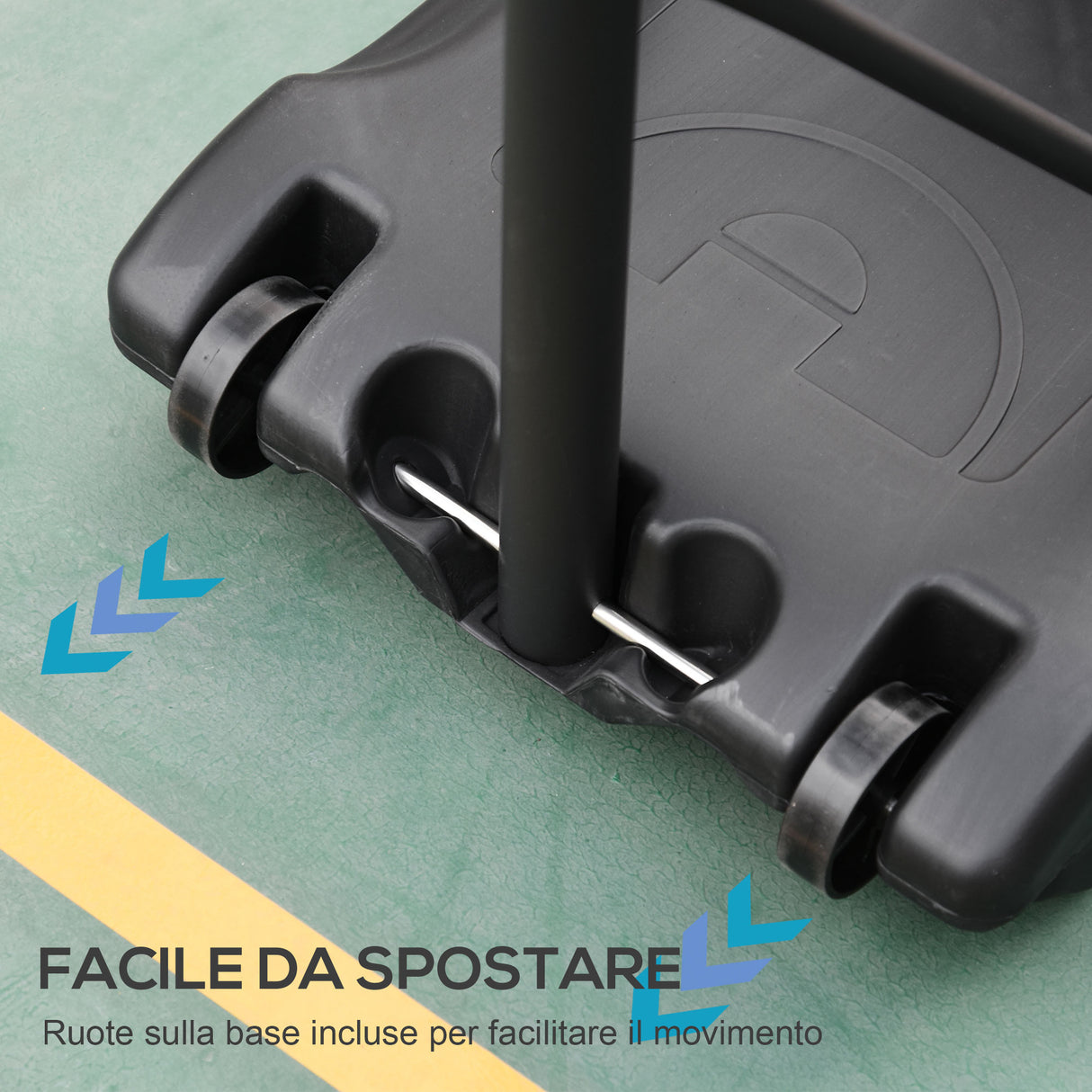 easycomfort canestro basket per bambini ad altezza regolabile 132.5 161.5 cm con base riempibile e ruote multicolore