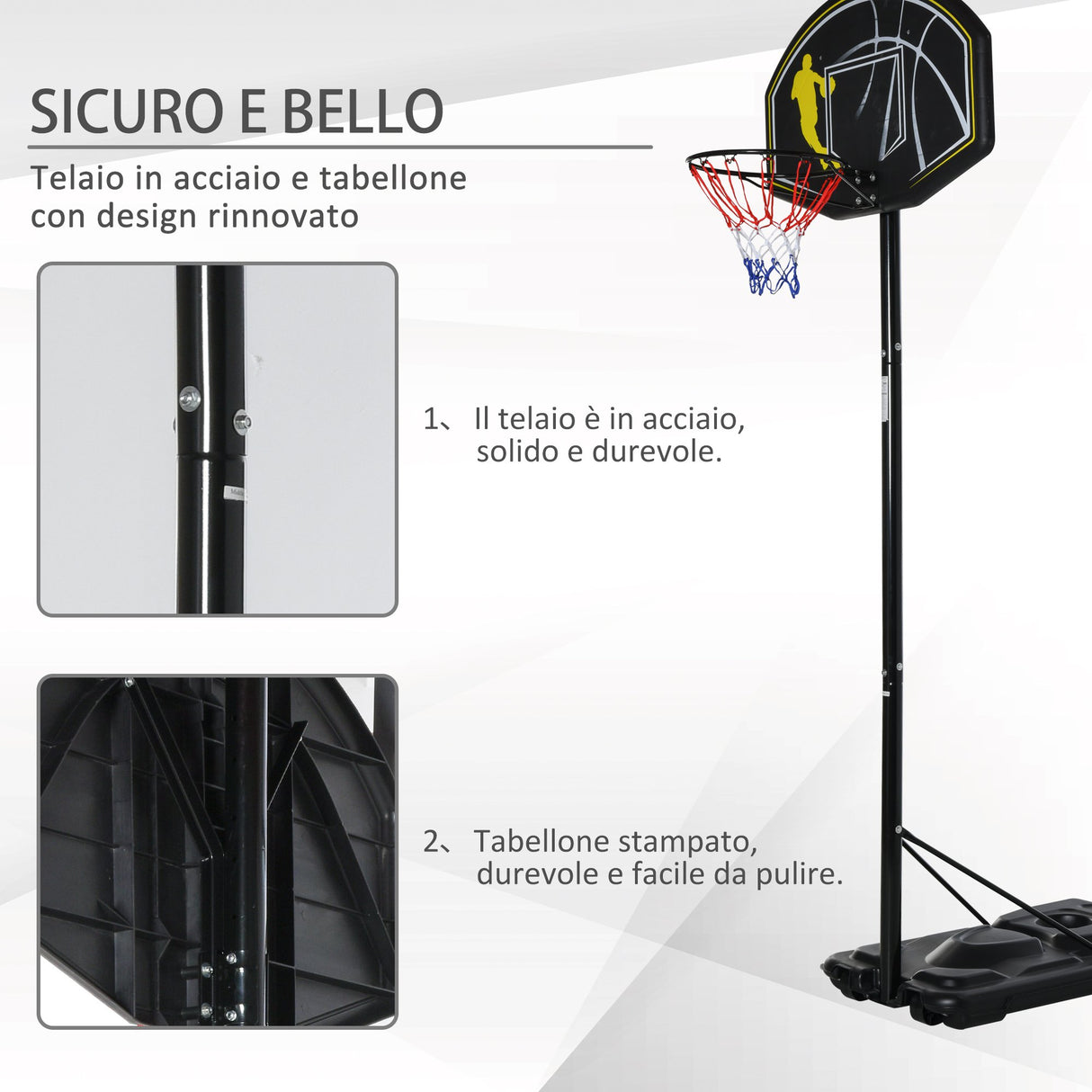 easycomfort easycomfort canestro da basket altezza regolabile in acciaio con base