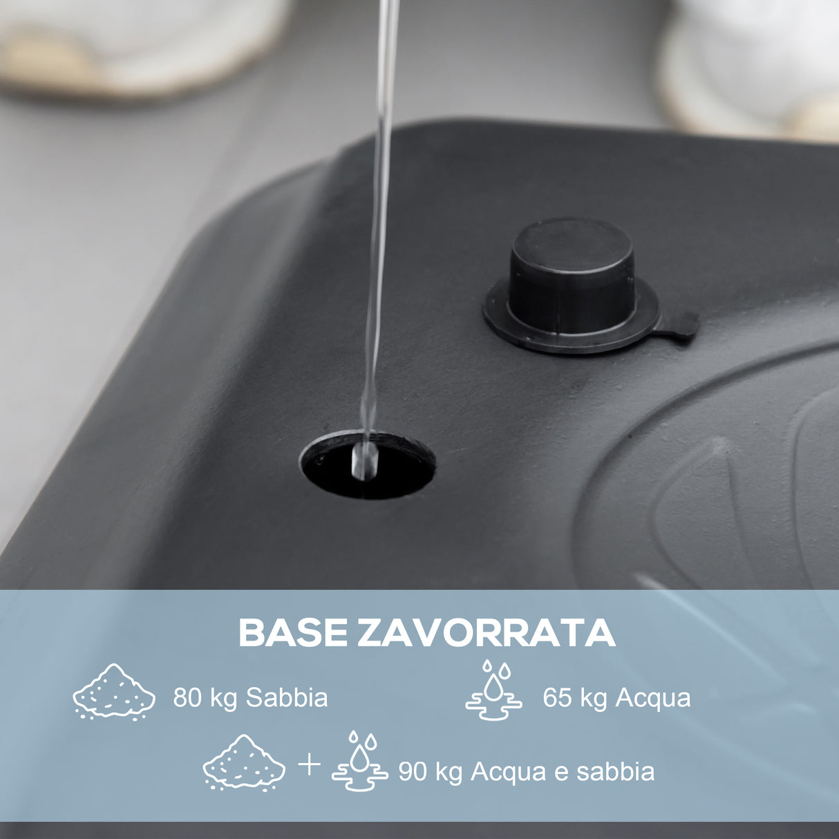 easycomfort canestro basket ad altezza regolabile per giardino e piscina con base riempibile 110x75x195 370 cm nero