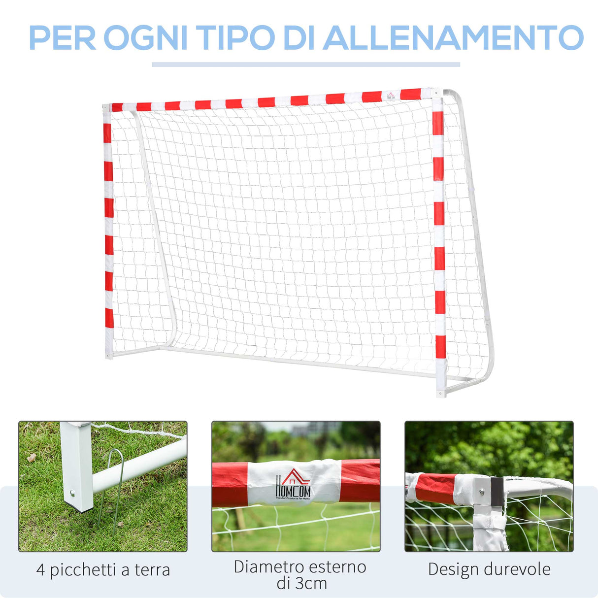 easycomfort easycomfort porta da calcio e calcetto in plastica pe per adulti e bambini 302x83x201cm bianca