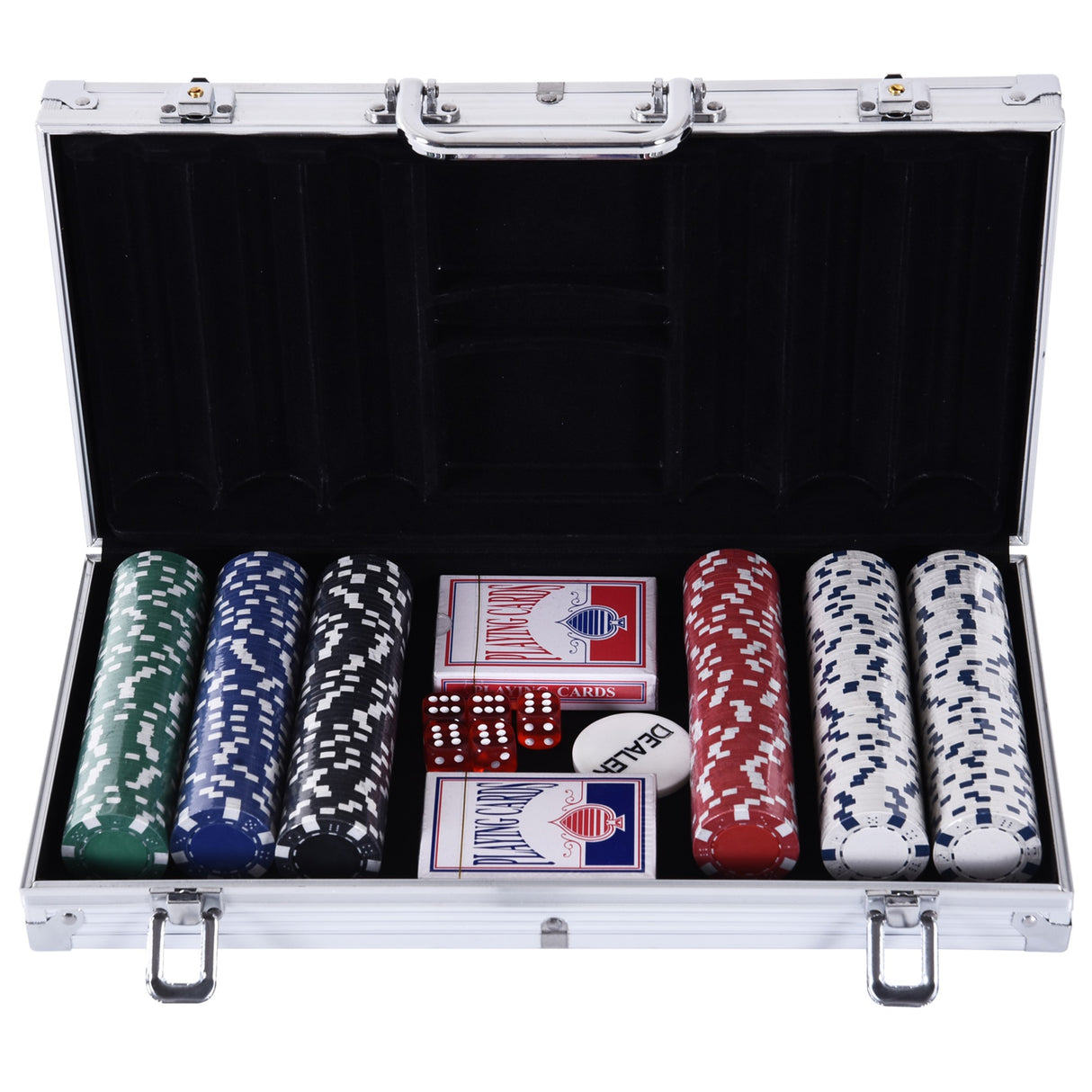 easycomfort valigetta poker professionale in alluminio set con 300 fiches e 2 mazzi per texas hold em e blackjack
