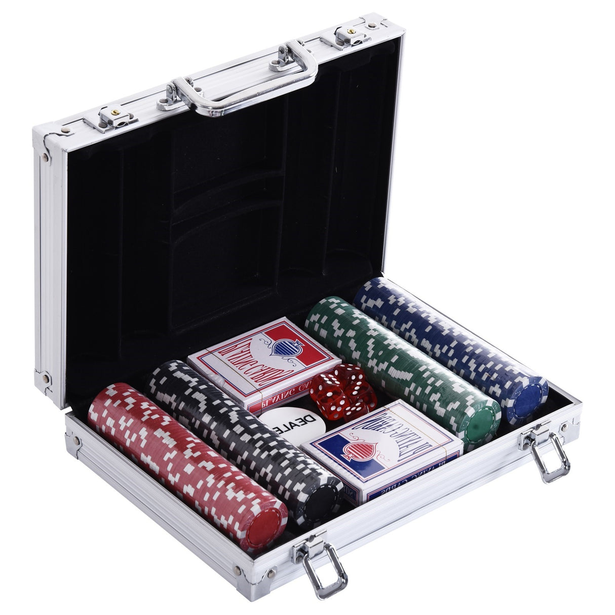 easycomfort valigetta poker professionale in alluminio set con 200 fiches e 2 mazzi per texas hold em e blackjack