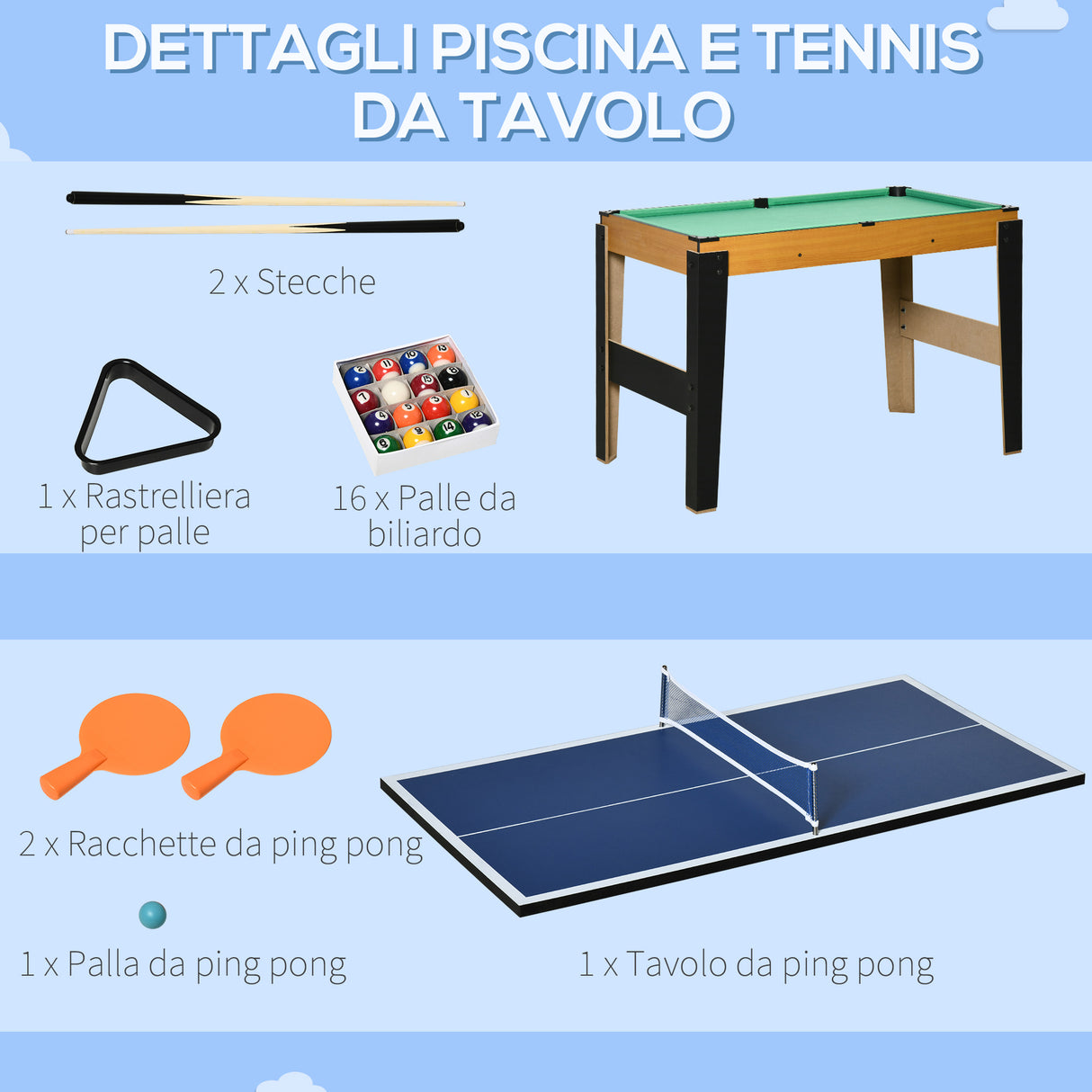 easycomfort tavolo multigioco 4 in 1 con calcio balilla biliardo ping pong e hockey da tavolo 107x61x84.5cm
