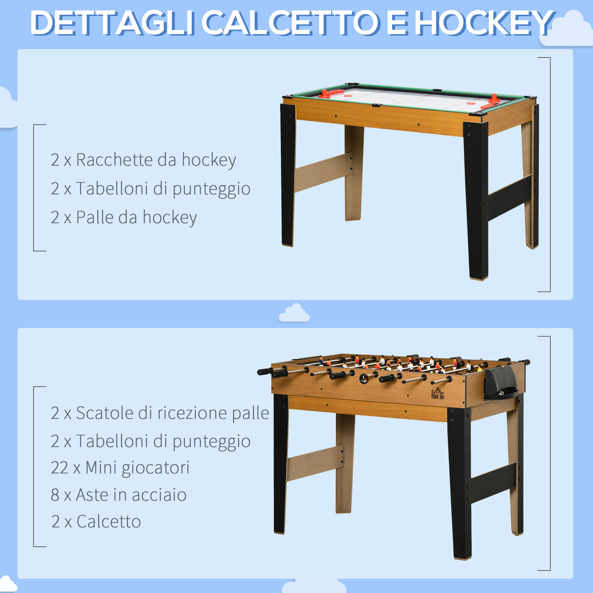 easycomfort tavolo multigioco 4 in 1 con calcio balilla biliardo ping pong e hockey da tavolo 107x61x84.5cm