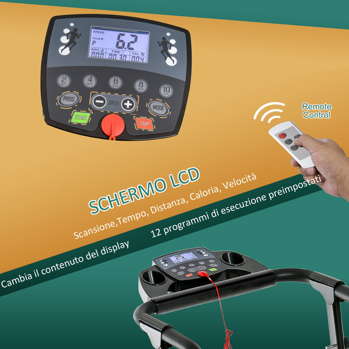 easycomfort easycomfort tapis roulant elettrico pieghevole con display lcd velocita 0 8 10kmh e 3 programmi potenza 500w 123x62x117cm nero