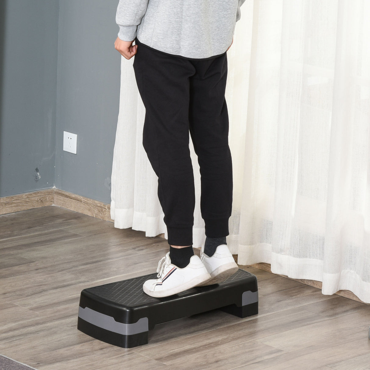 easycomfort easycomfort step fitness per allenamento a casa e palestra in pp con altezza regolabile 10cm e 15cm 68x29cm nero e grigio