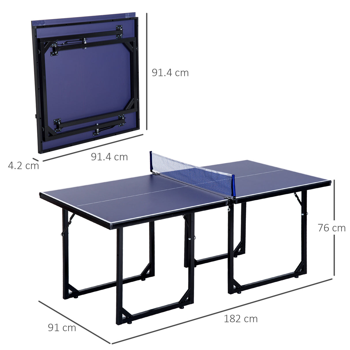 easycomfort easycomfort tavolo da ping pong pieghevole e salvaspazio con rete da gioco per interno in acciaio e mdf 182x91x76cm blu