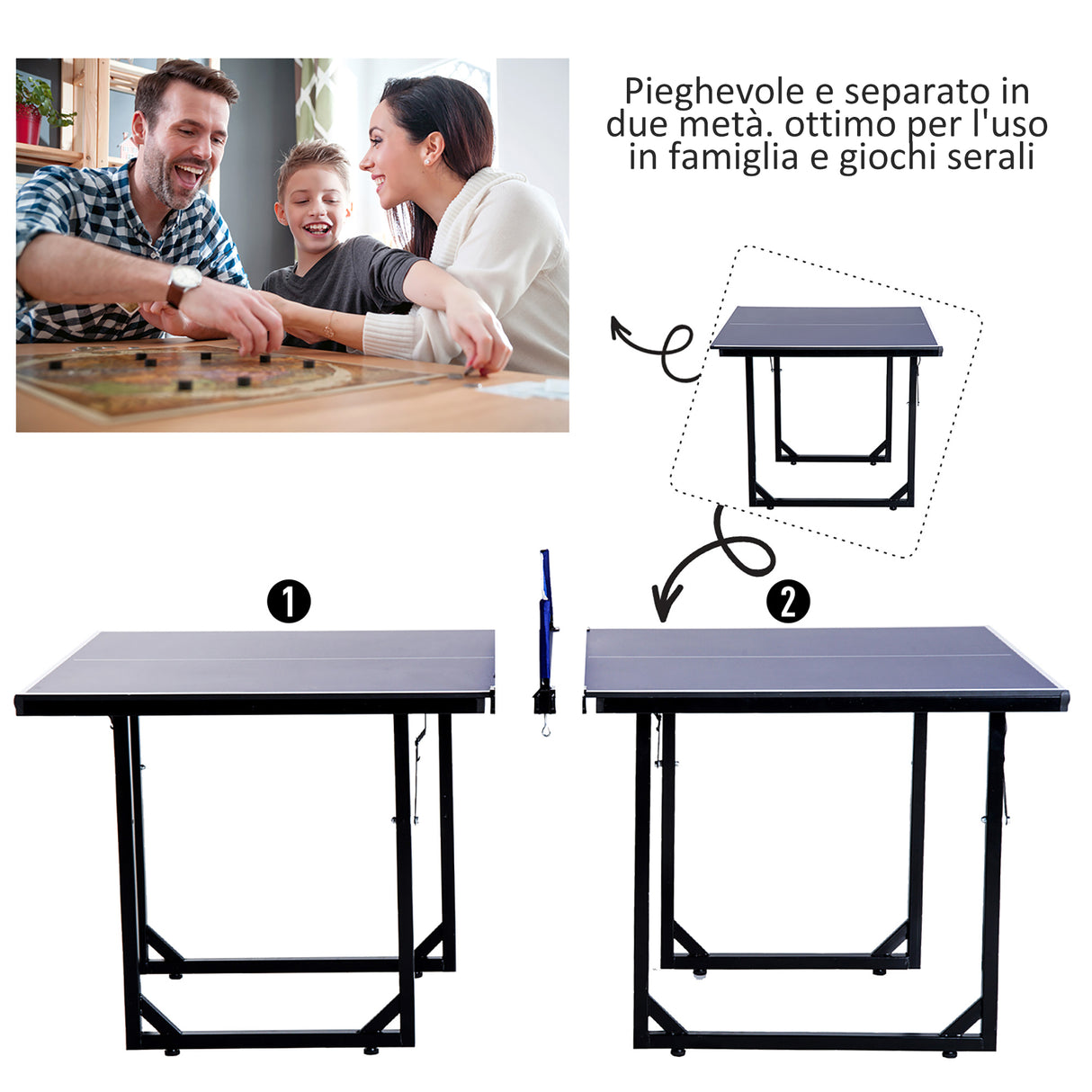 easycomfort easycomfort tavolo da ping pong pieghevole e salvaspazio con rete da gioco per interno in acciaio e mdf 182x91x76cm blu
