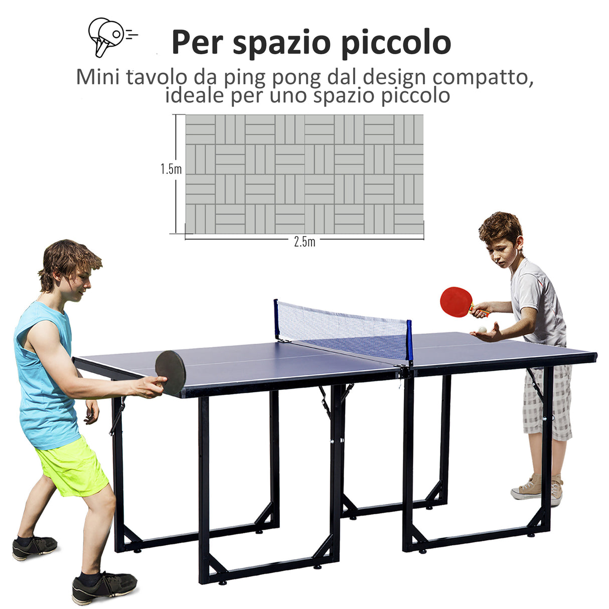 easycomfort easycomfort tavolo da ping pong pieghevole e salvaspazio con rete da gioco per interno in acciaio e mdf 182x91x76cm blu