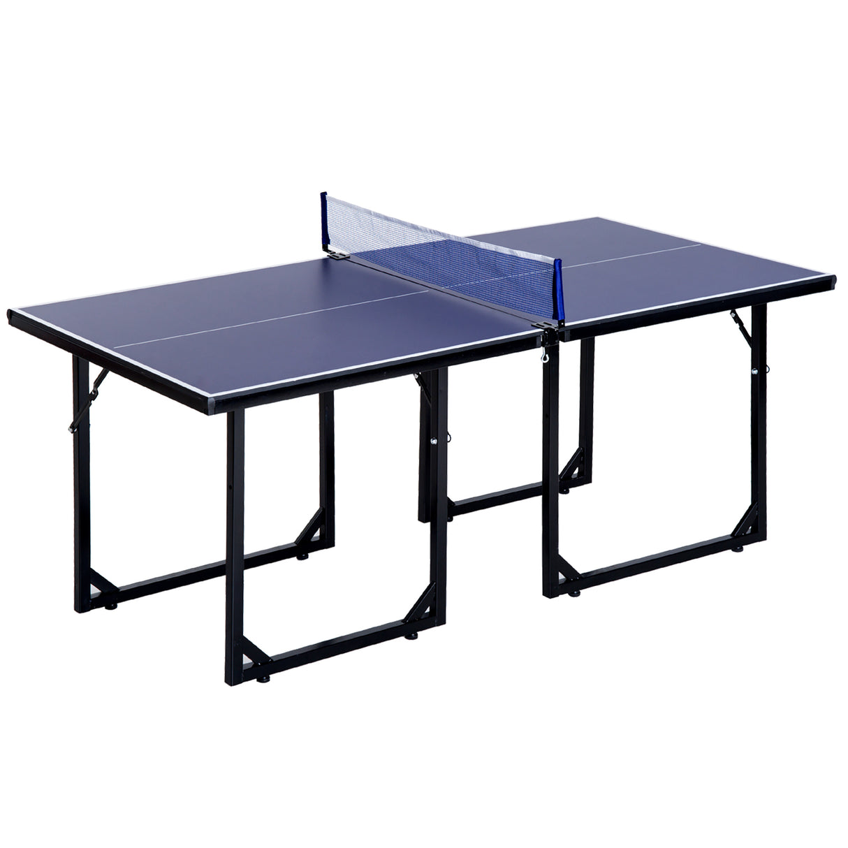 easycomfort easycomfort tavolo da ping pong pieghevole e salvaspazio con rete da gioco per interno in acciaio e mdf 182x91x76cm blu
