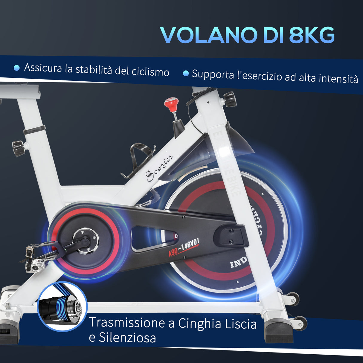 easycomfort easycomfort cyclette professionale spin bike con schermo lcd e portabicchieri volano 8kg