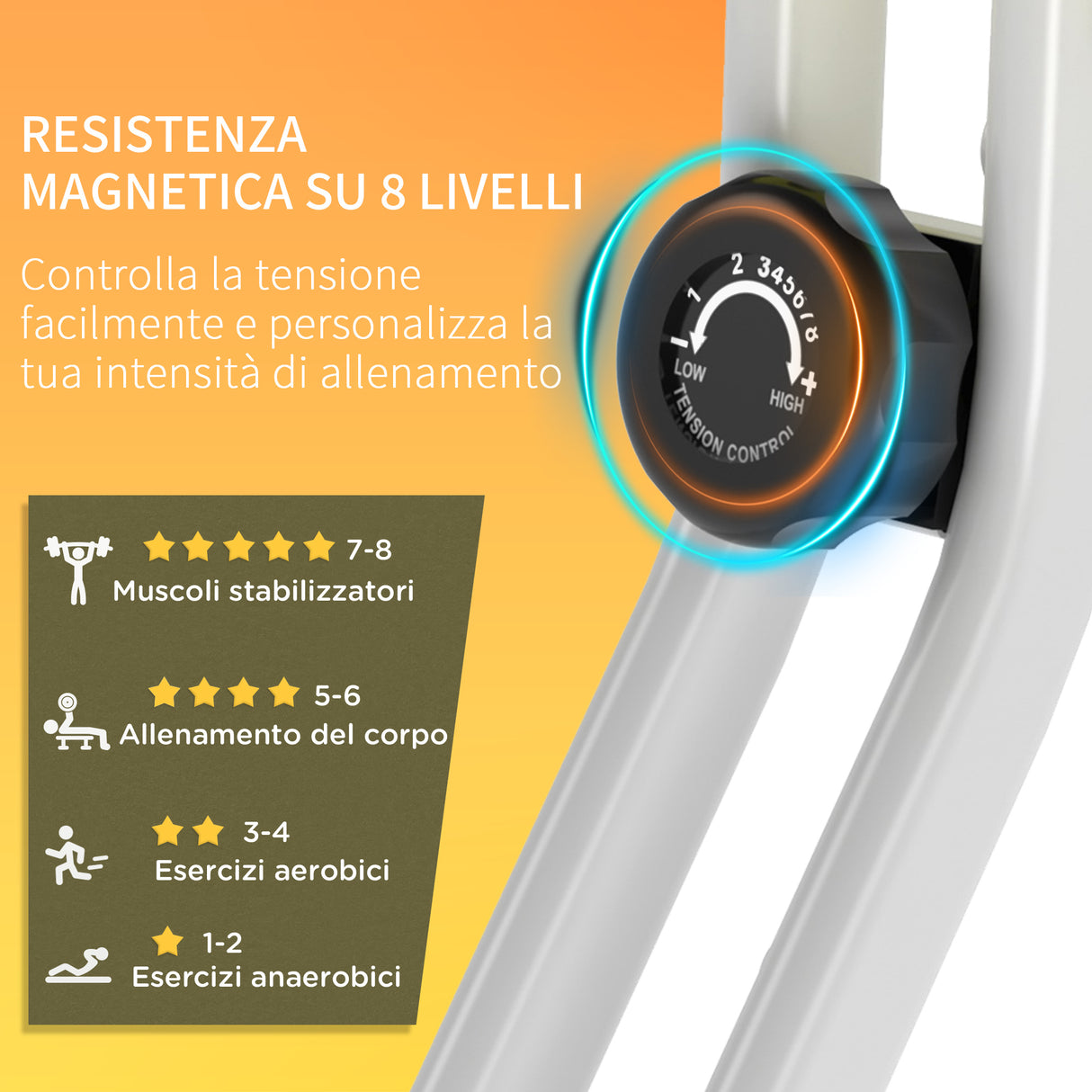 easycomfort easycomfort cyclette magnetica pieghevole con altezza e intensita regolabile schermo lcd gialla