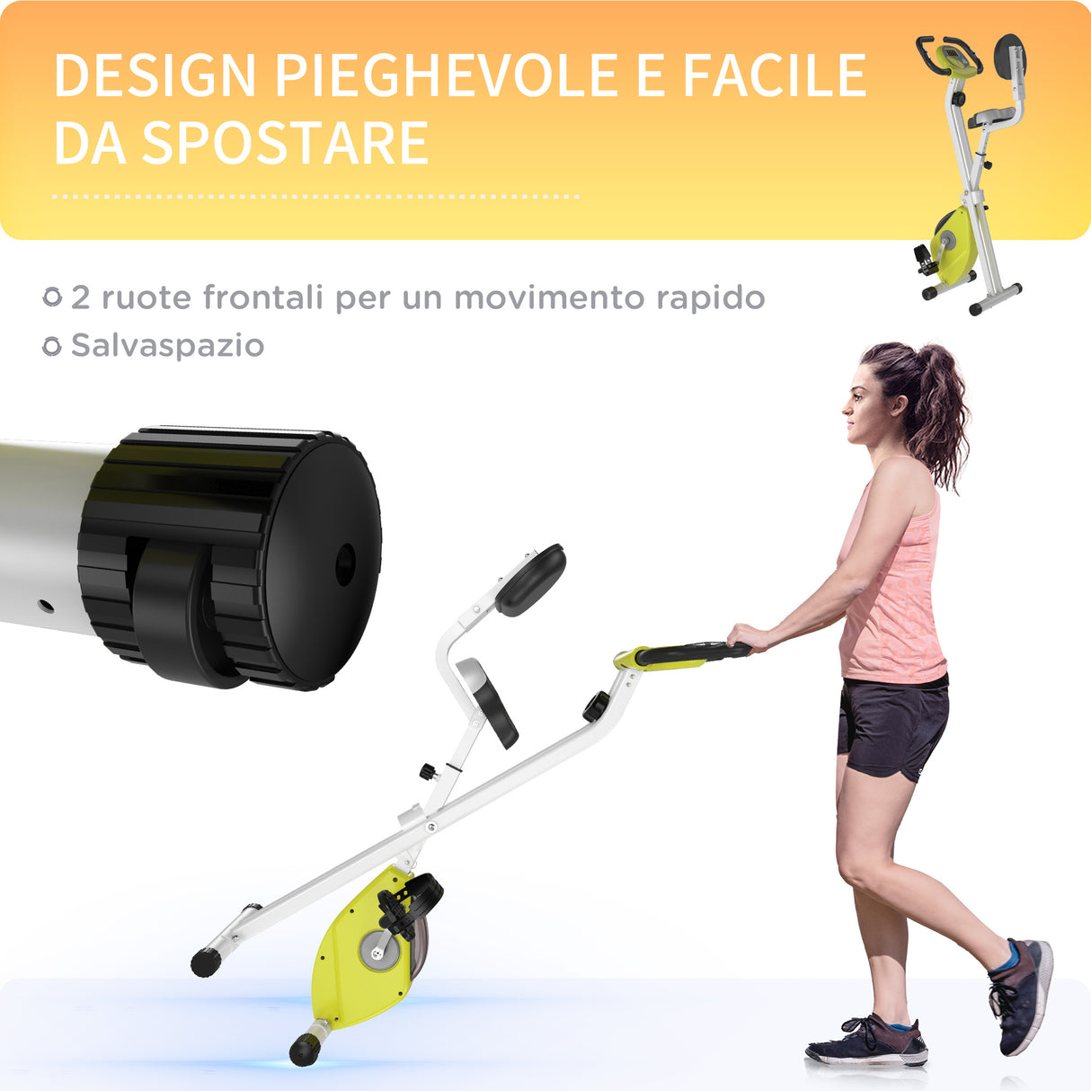 easycomfort easycomfort cyclette magnetica pieghevole con altezza e intensita regolabile schermo lcd gialla