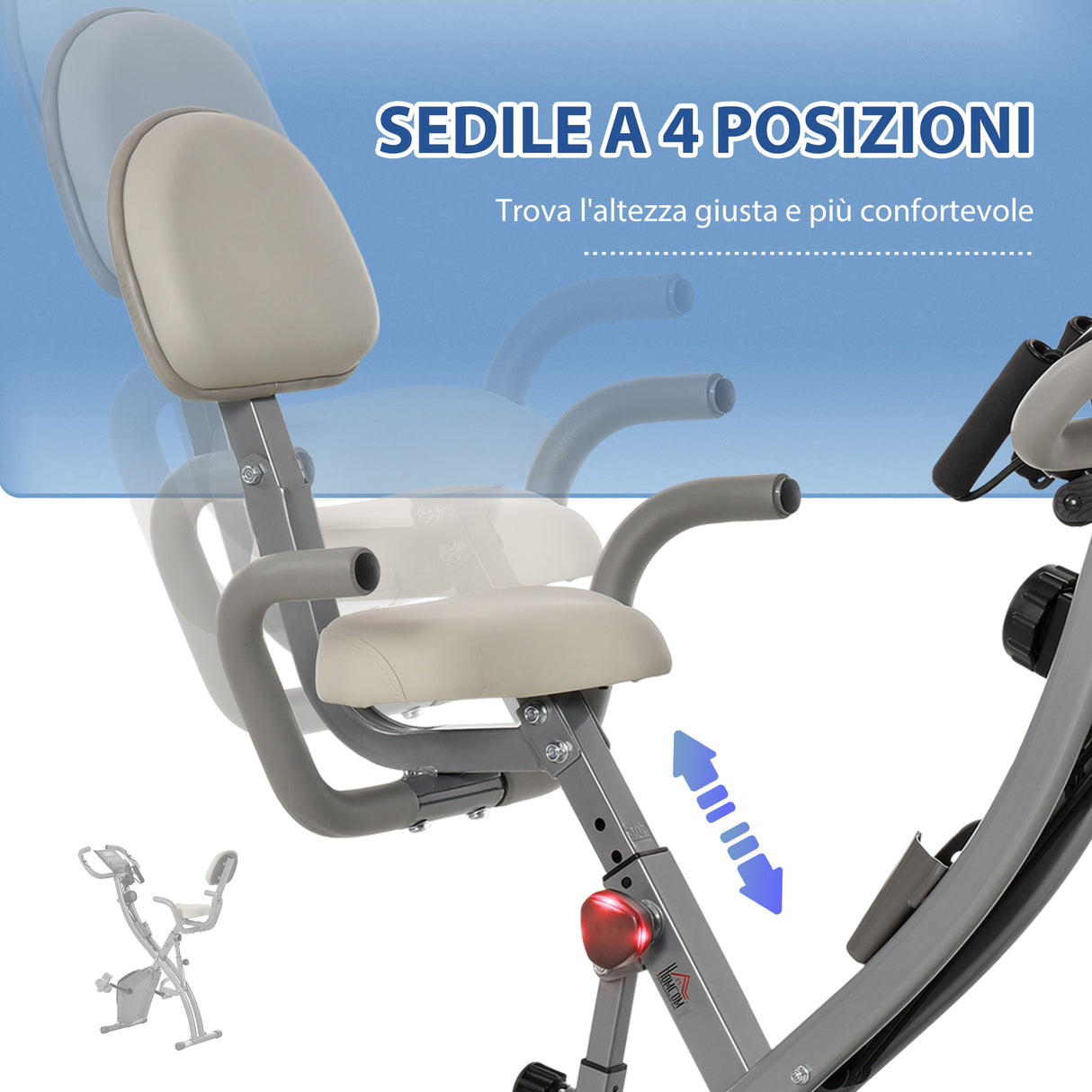 easycomfort easycomfort cyclette pieghevole 2 in 1 resistenza magnetica regolabile 8 livelli bici da fitness con sensore di frequenza cardiaca elastici per braccia schermo lcd volano 2 5kg grigio
