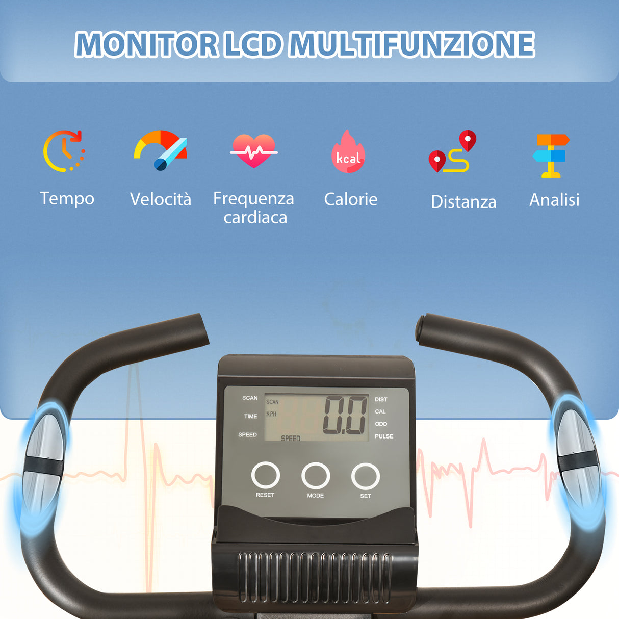 easycomfort easycomfort cyclette pieghevole in acciaio con maniglie e bande elastiche