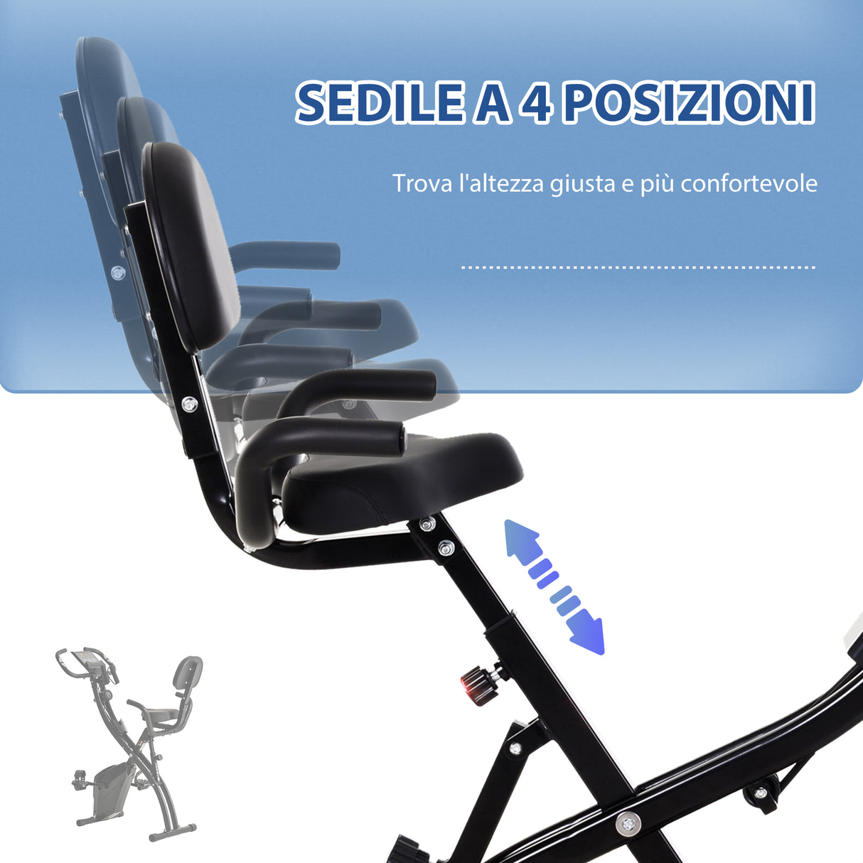 easycomfort easycomfort cyclette pieghevole in acciaio con maniglie e bande elastiche