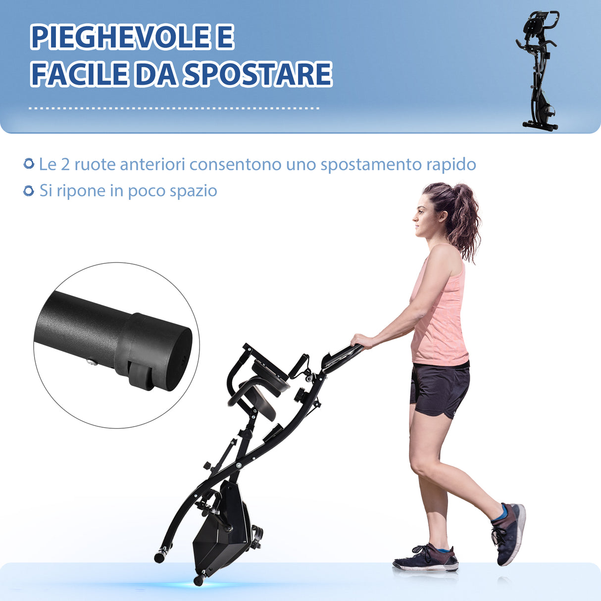 easycomfort easycomfort cyclette pieghevole in acciaio con maniglie e bande elastiche