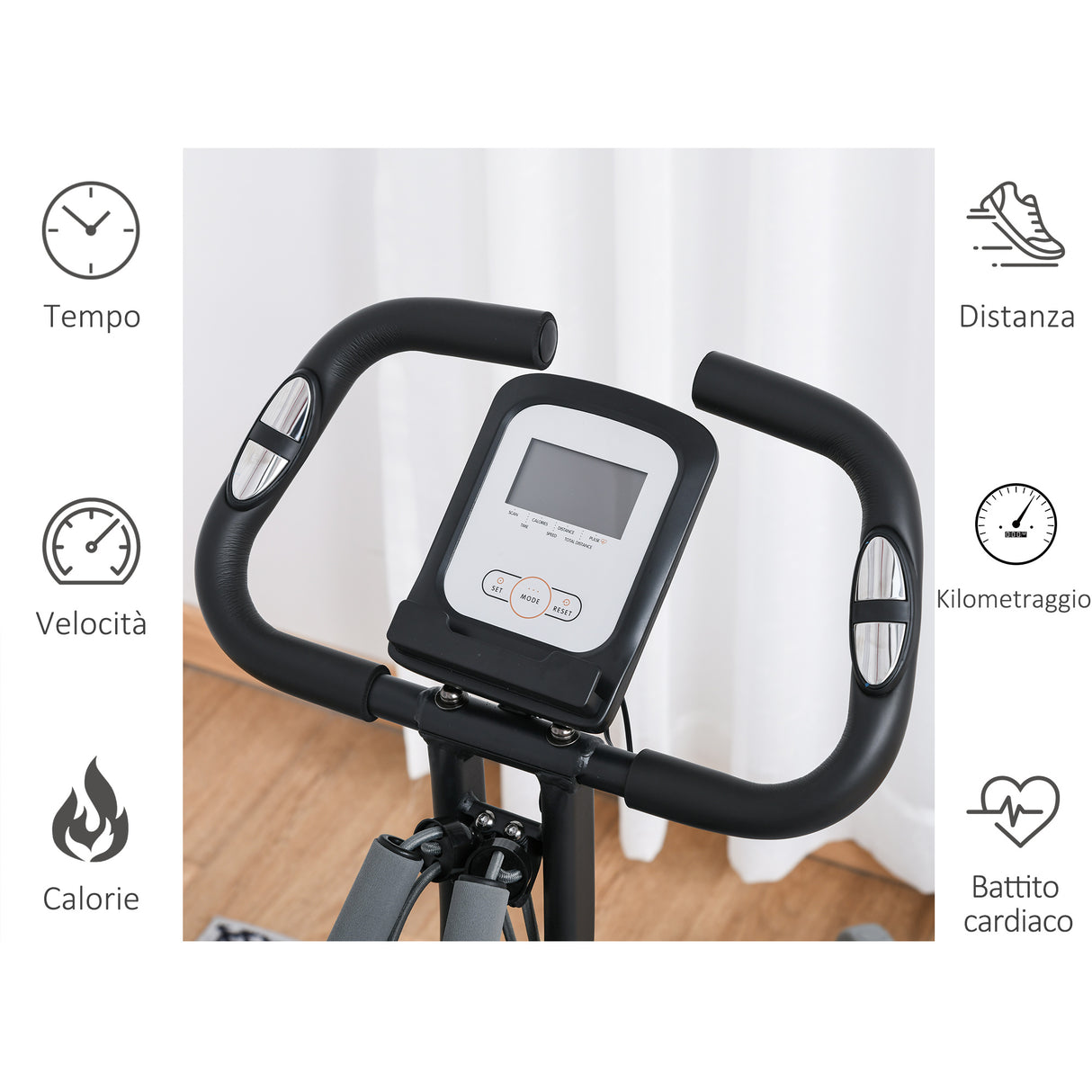 easycomfort easycomfort cyclette pieghevole con schienale bande elastiche e display lcd grigia