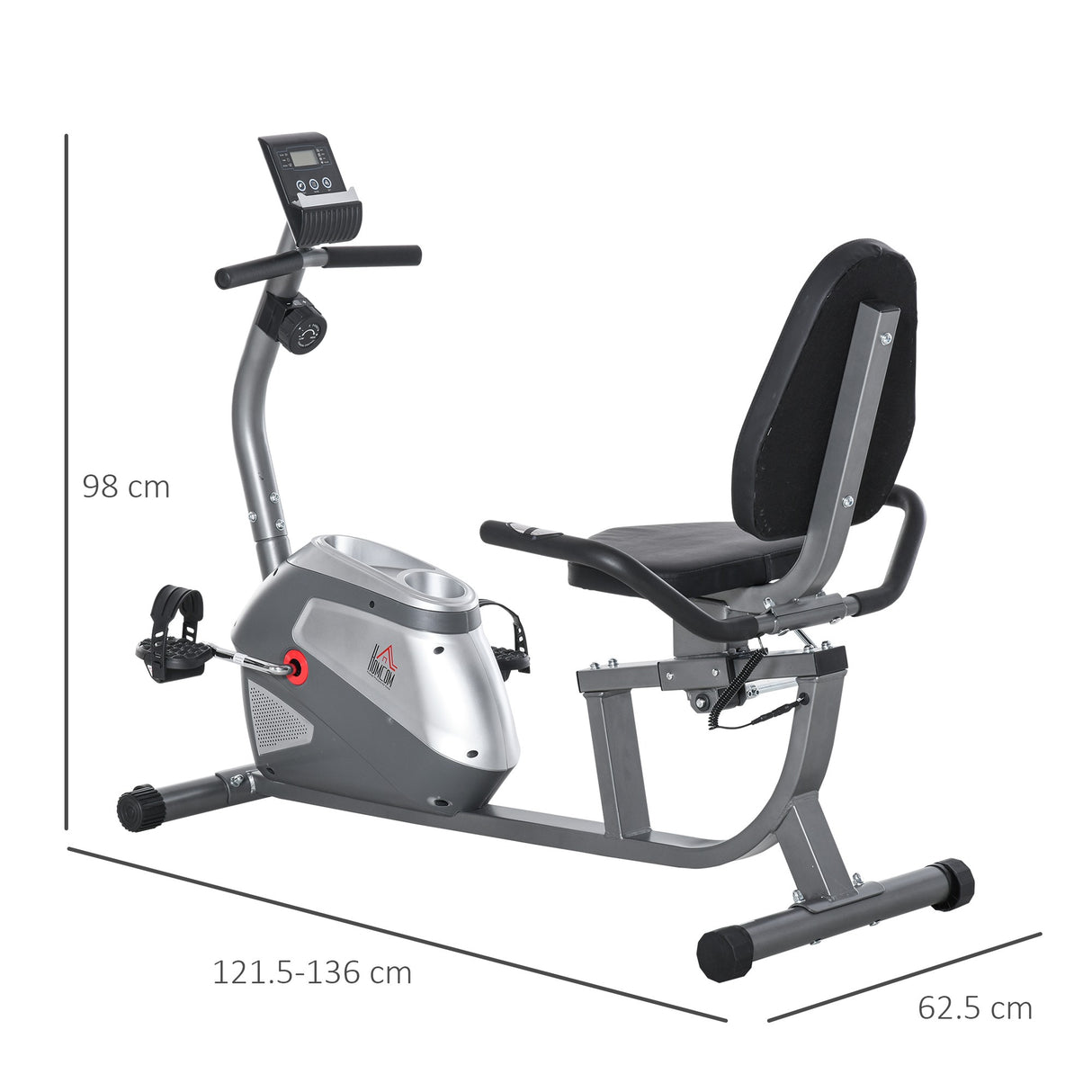 easycomfort easycomfort cyclette orizzontale con seduta regolabile 8 resistenze e monitor lcd 121 5 136x62 5x98cm grigio