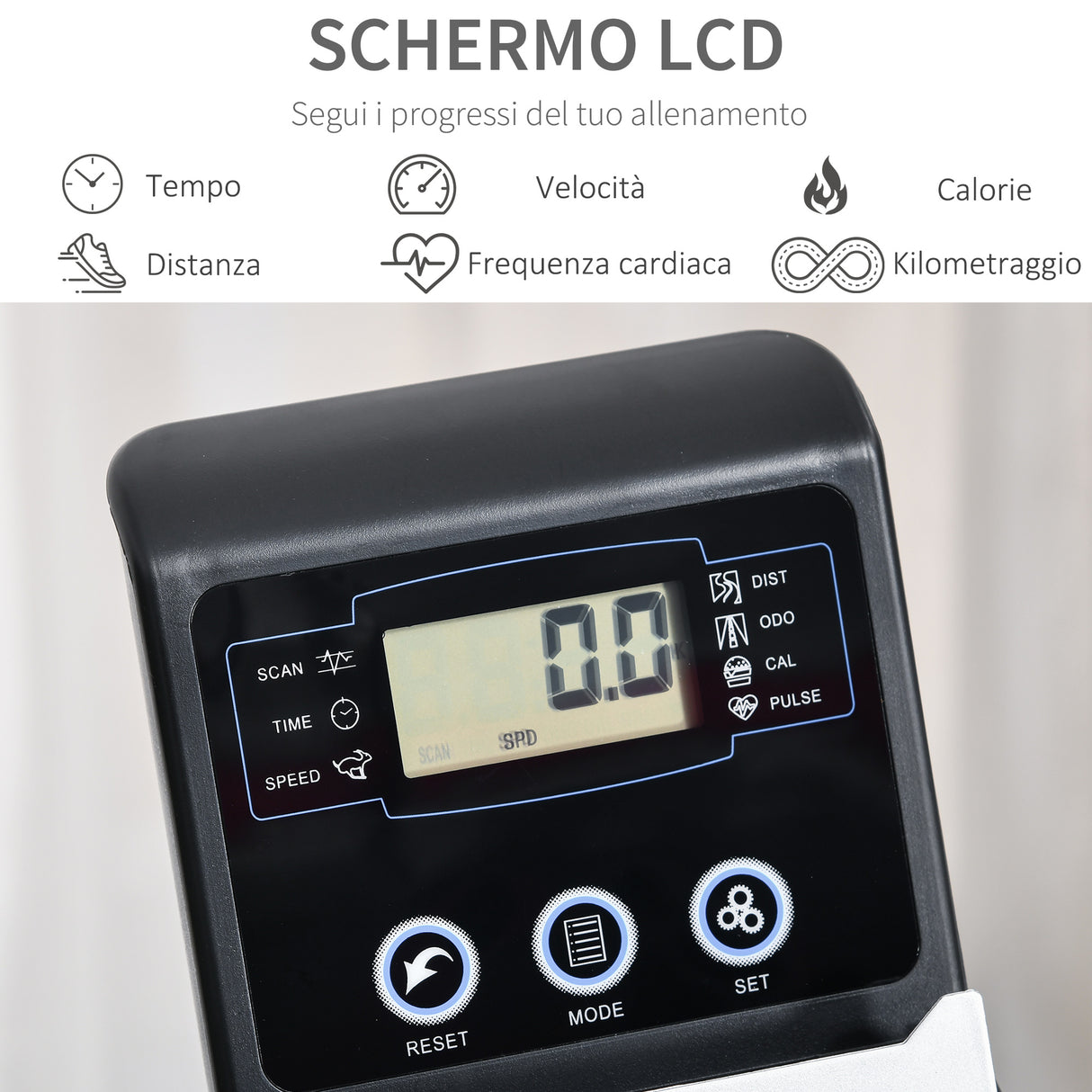 easycomfort easycomfort cyclette orizzontale con seduta regolabile 8 resistenze e monitor lcd 121 5 136x62 5x98cm grigio