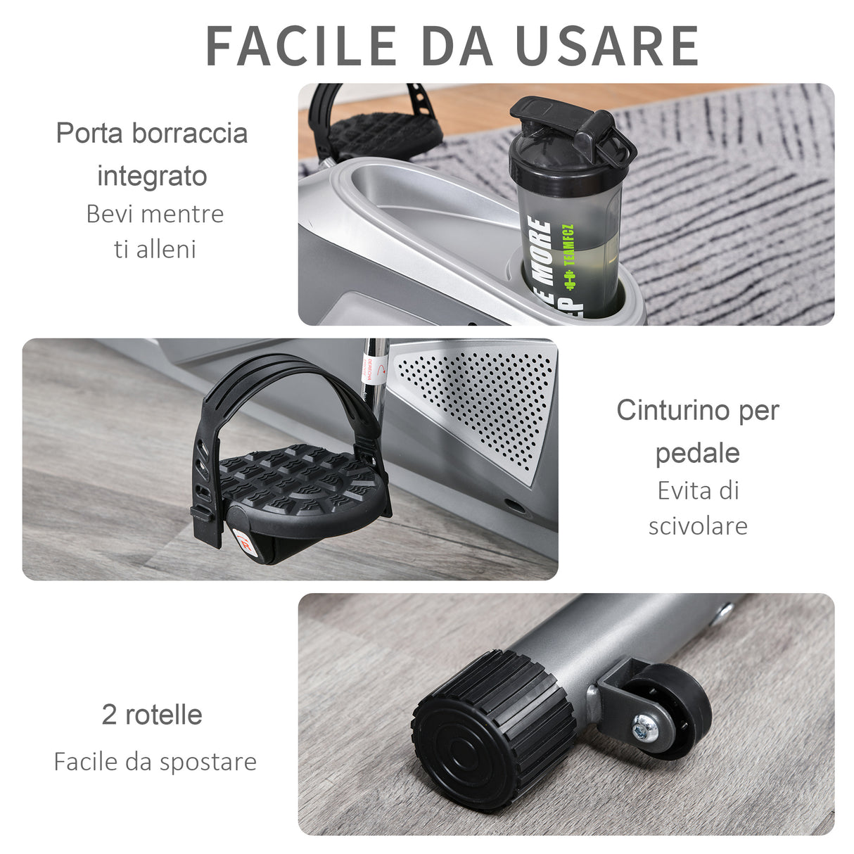 easycomfort easycomfort cyclette orizzontale con seduta regolabile 8 resistenze e monitor lcd 121 5 136x62 5x98cm grigio