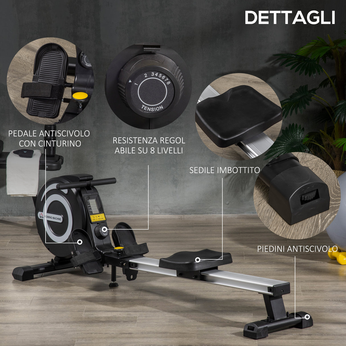 easycomfort vogatore magnetico pieghevole con volano regolabile su 8 livelli e monitor lcd nero