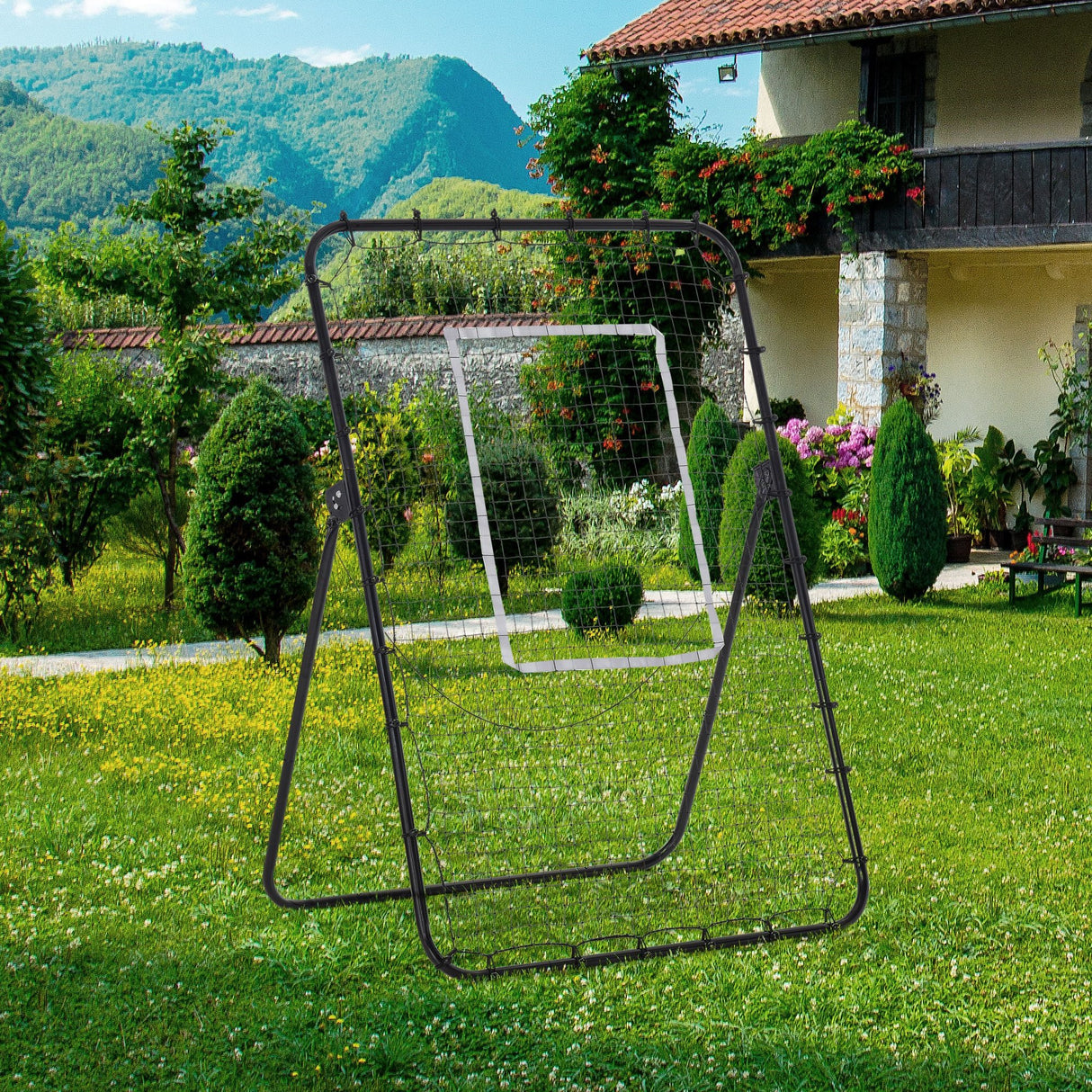 easycomfort easycomfort rete da calcio rebounder pieghevole con bersaglio altezza e angolazione regolabili metallo e pe 123x73x178 5cm nero