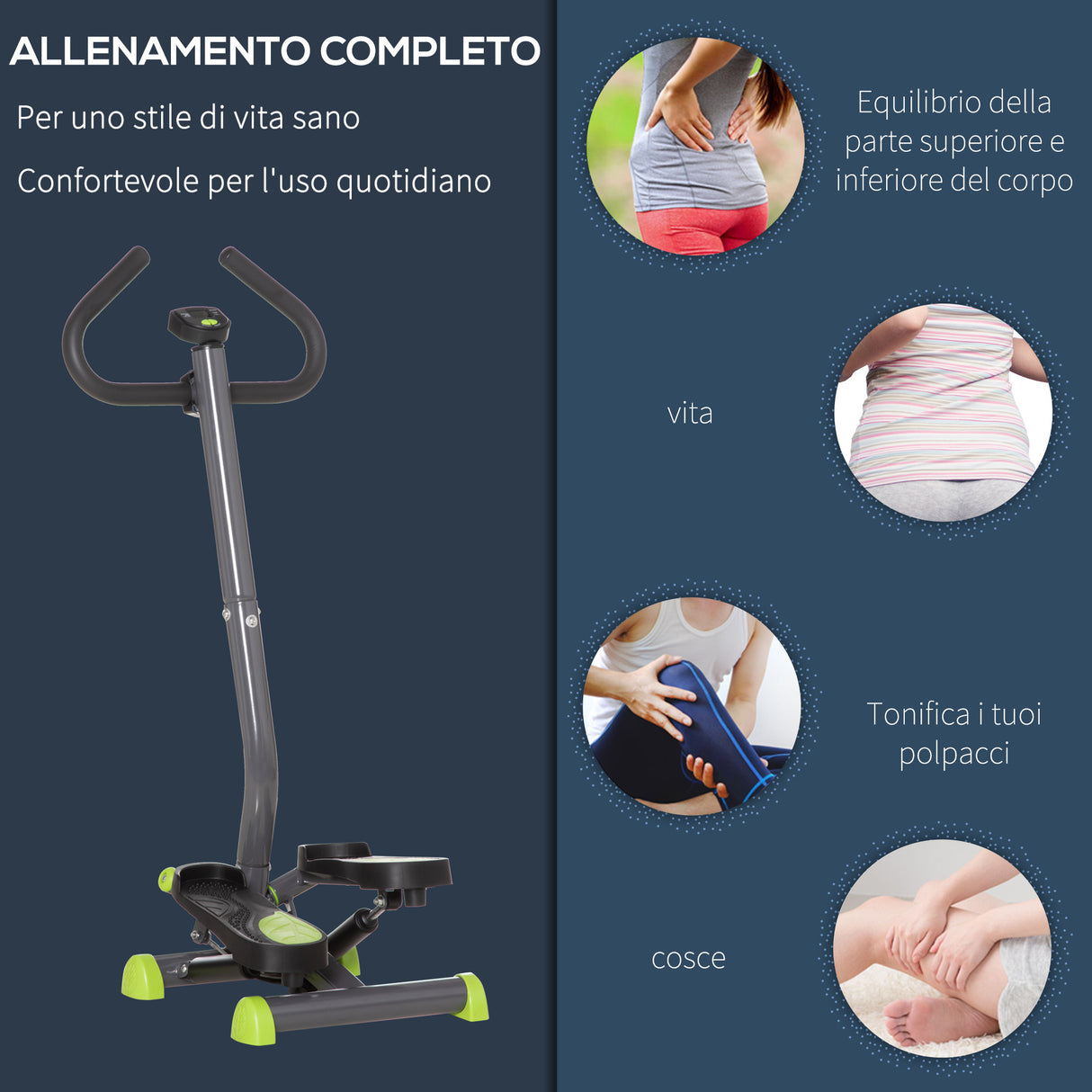 easycomfort easycomfort stepper con manubrio e monitor lcd pedali antiscivolo e struttura in acciaio e abs grigioverde