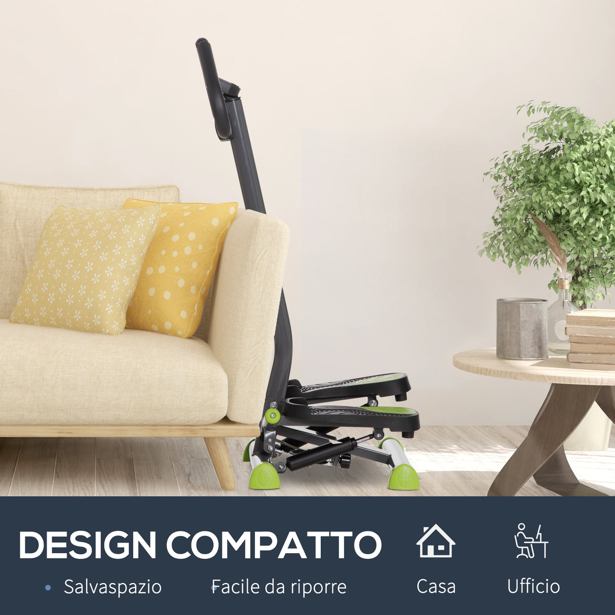 easycomfort easycomfort stepper con manubrio e monitor lcd pedali antiscivolo e struttura in acciaio e abs grigioverde