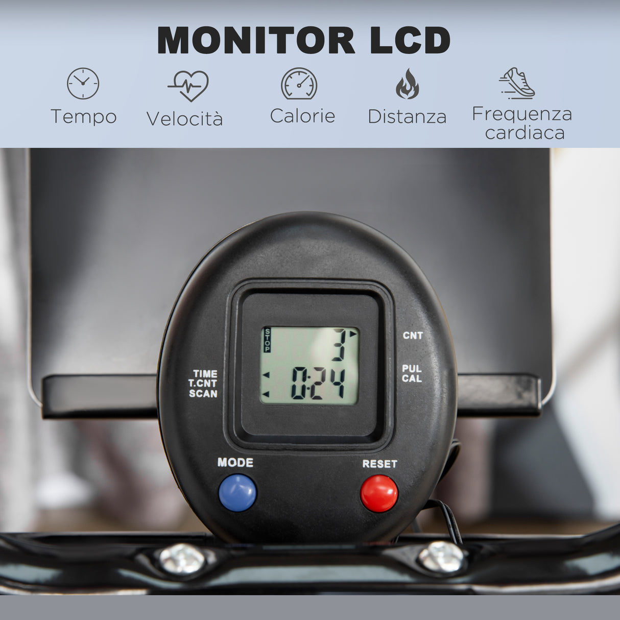 easycomfort cyclette ellittica con 4 livelli di resistenza monitor lcd e 2 ruote in acciaio e abs 90x62x150 cm nero