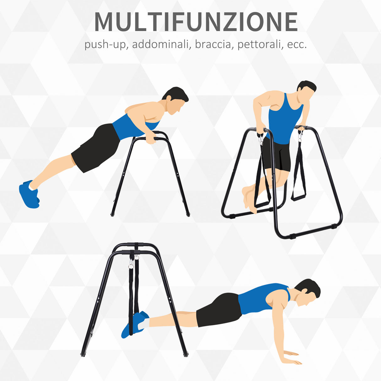 easycomfort easycomfort dip station parallele con passanti e maniglie imbottite in acciaio