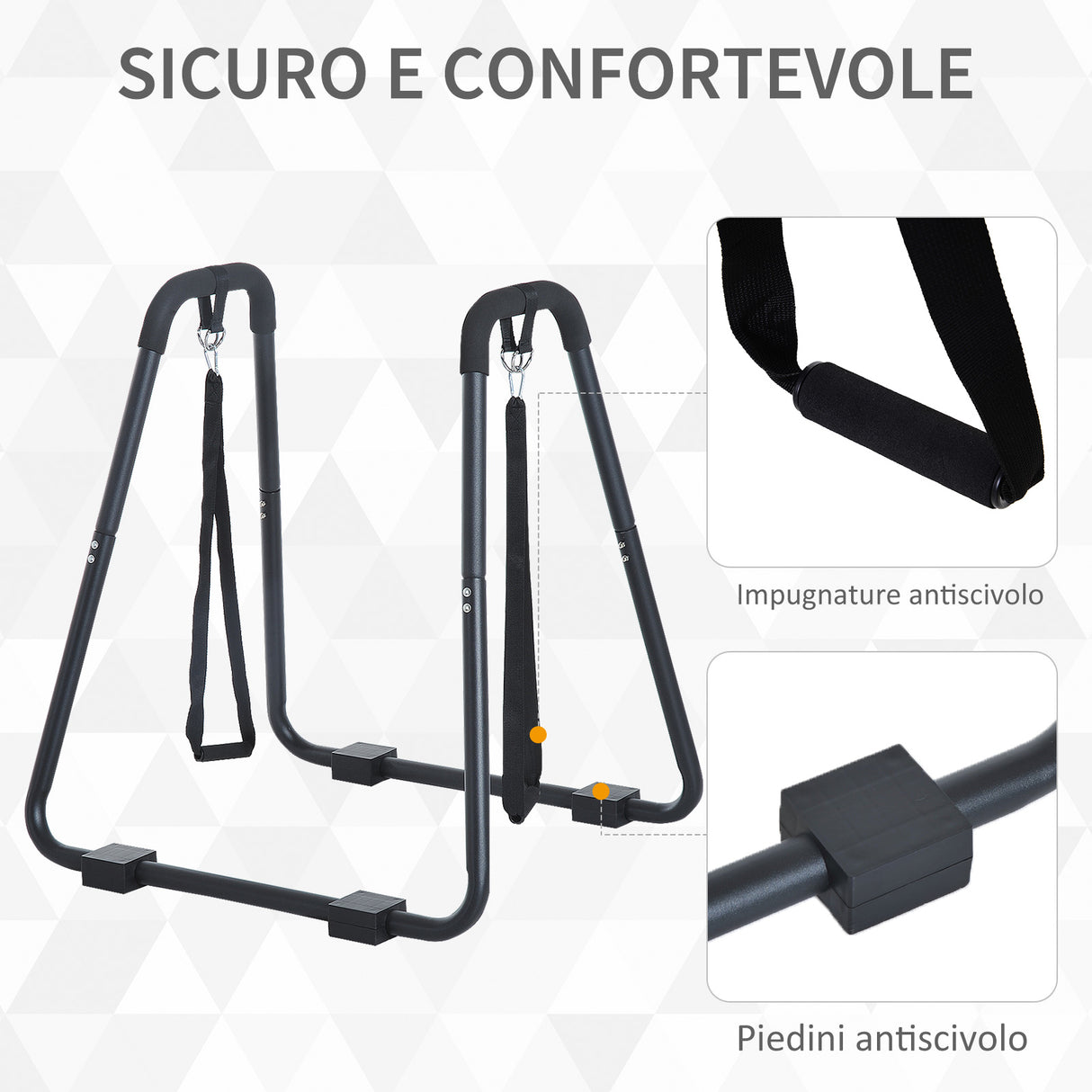 easycomfort easycomfort dip station parallele con passanti e maniglie imbottite in acciaio