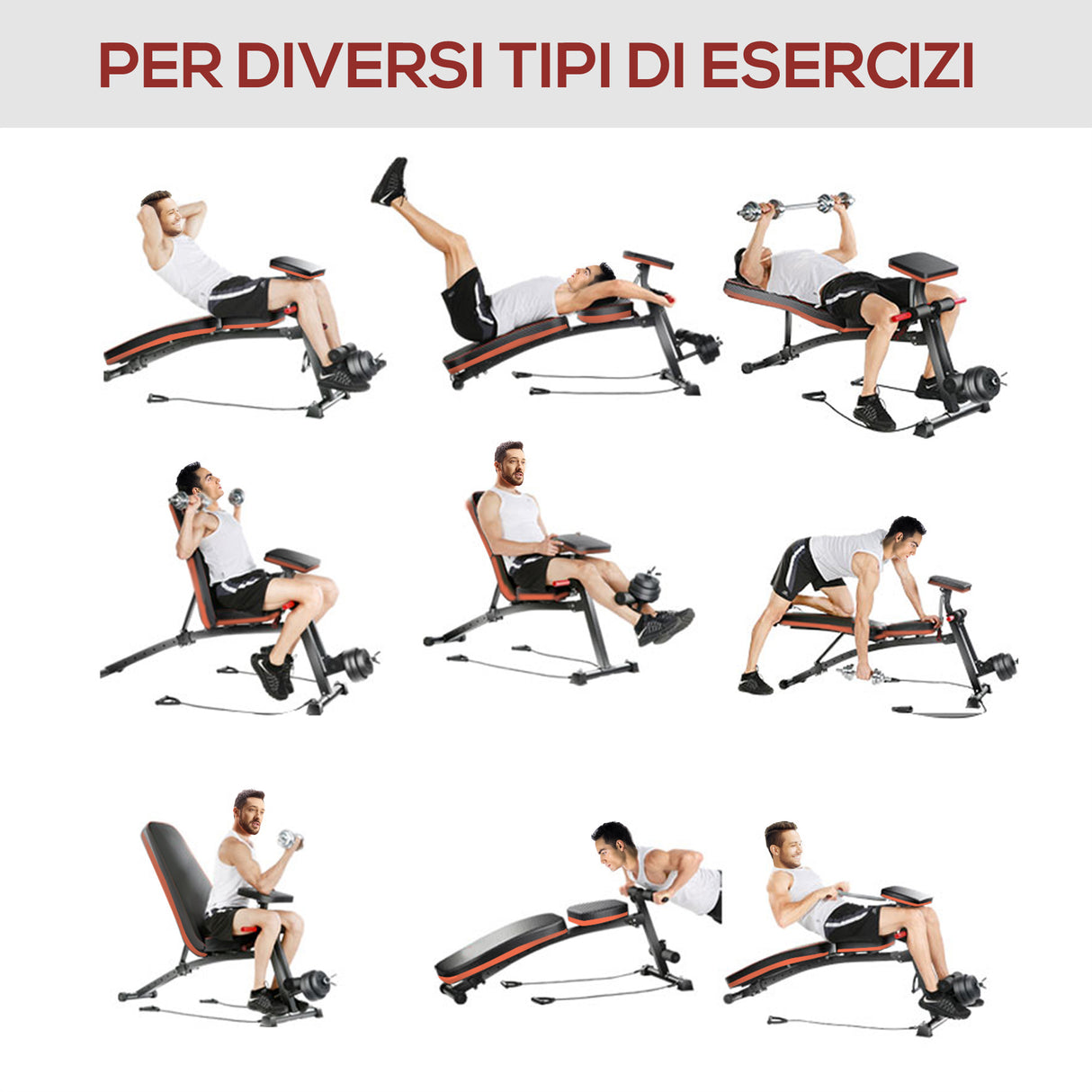 easycomfort easycomfort panca multifunzionale regolabile per bilanciere addominali dorsali manubri elastici per allenamento completo