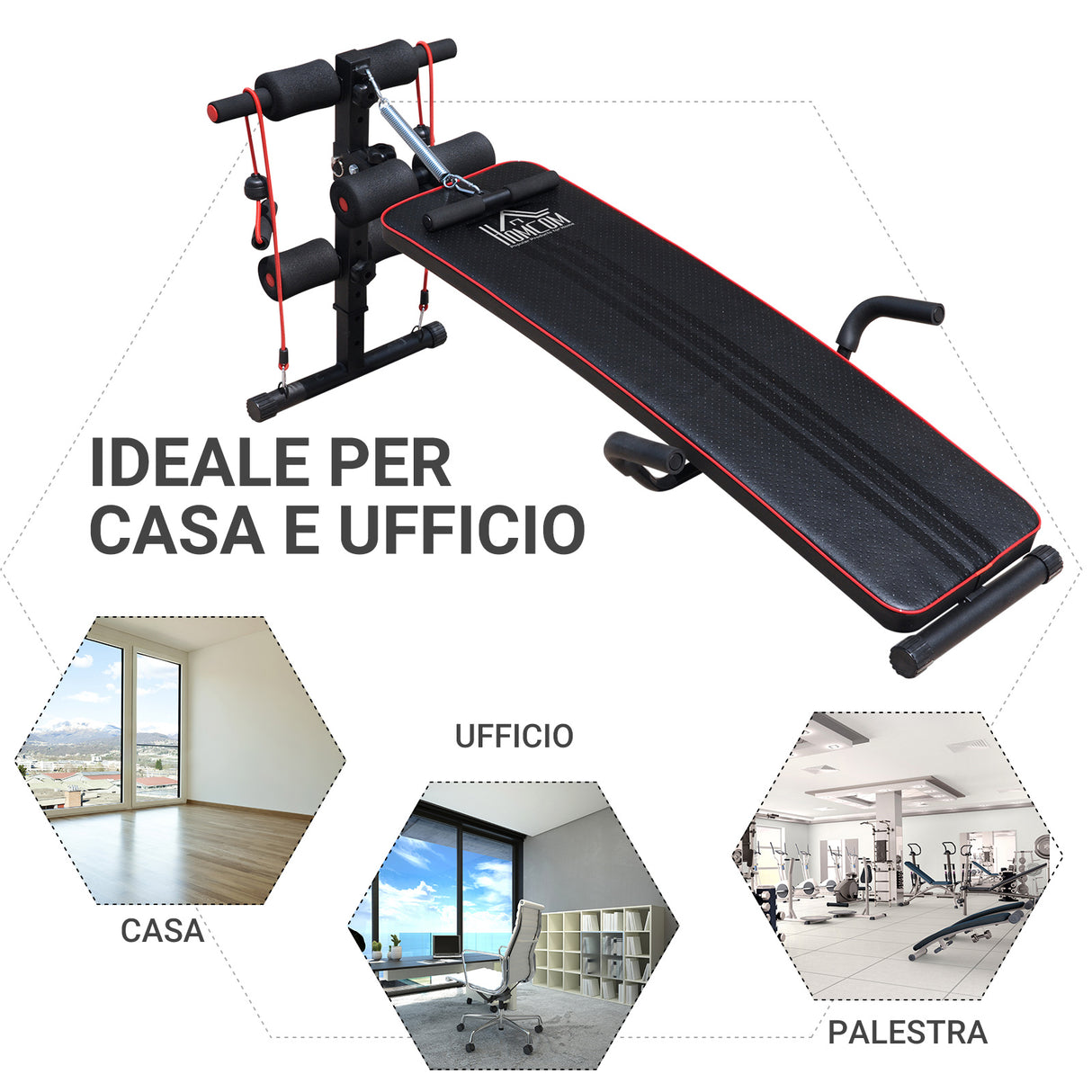 easycomfort easycomfort panca per addominali inclinata multifunzione e regolabile 56.5 x 135 cm
