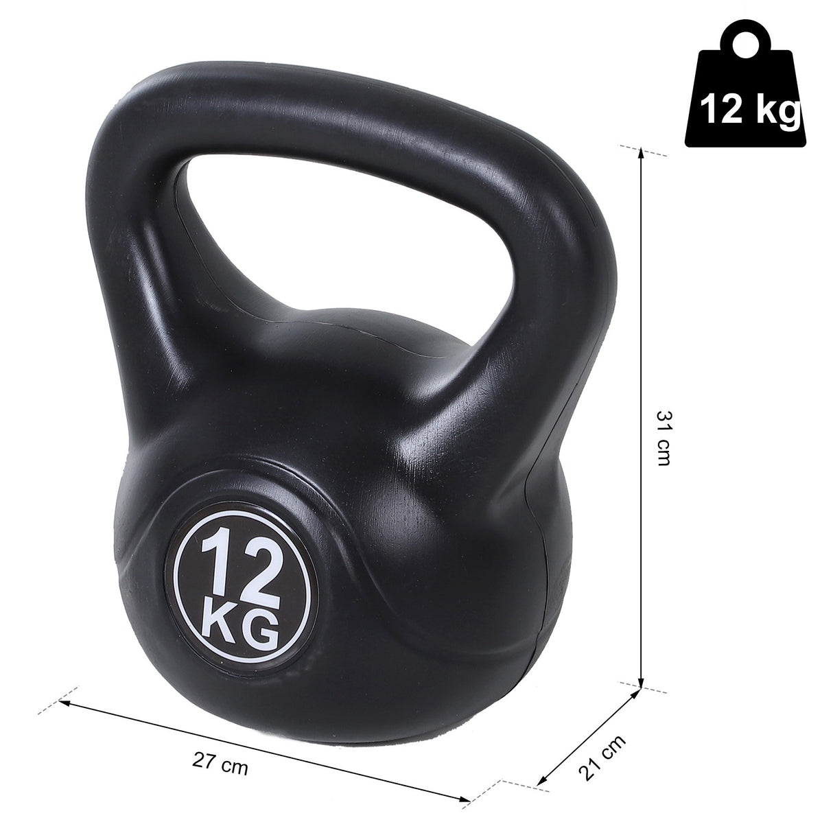 easycomfort easycomfort kettlebell 12 kg per allenamento cross training nero