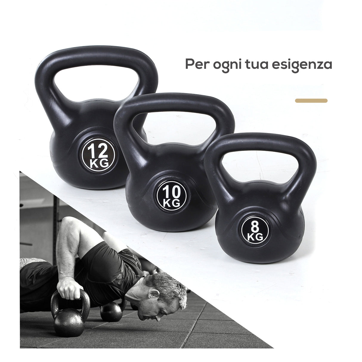easycomfort easycomfort kettlebell 12 kg per allenamento cross training nero