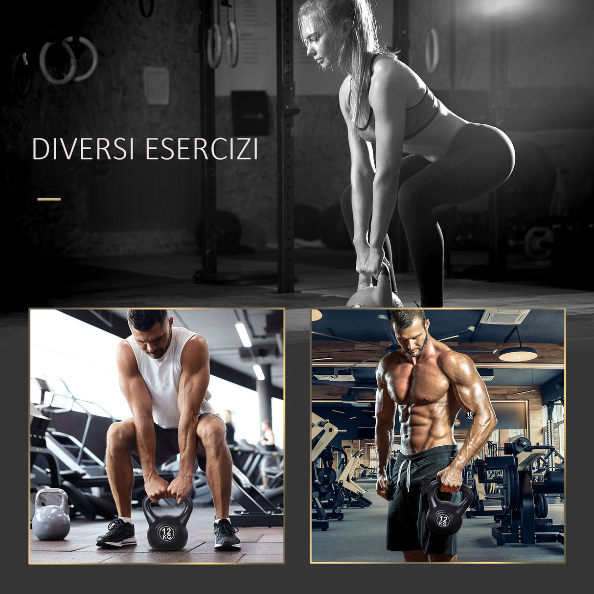 easycomfort easycomfort kettlebell 12 kg per allenamento cross training nero