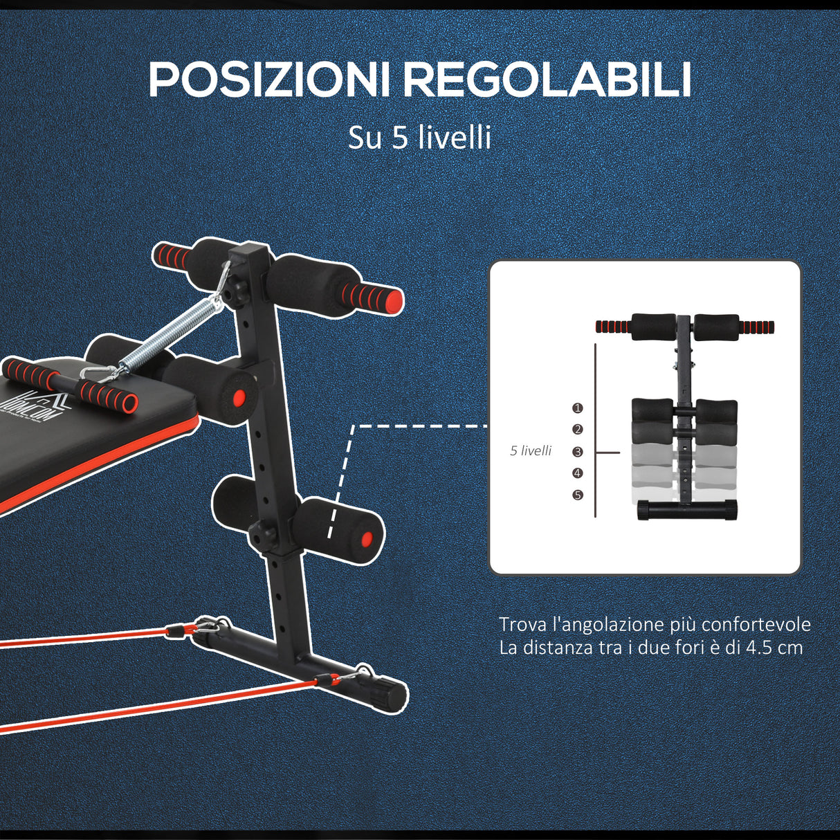 easycomfort easycomfort panca per addominali pieghevole e regolabile con imbottitura nera e rossa