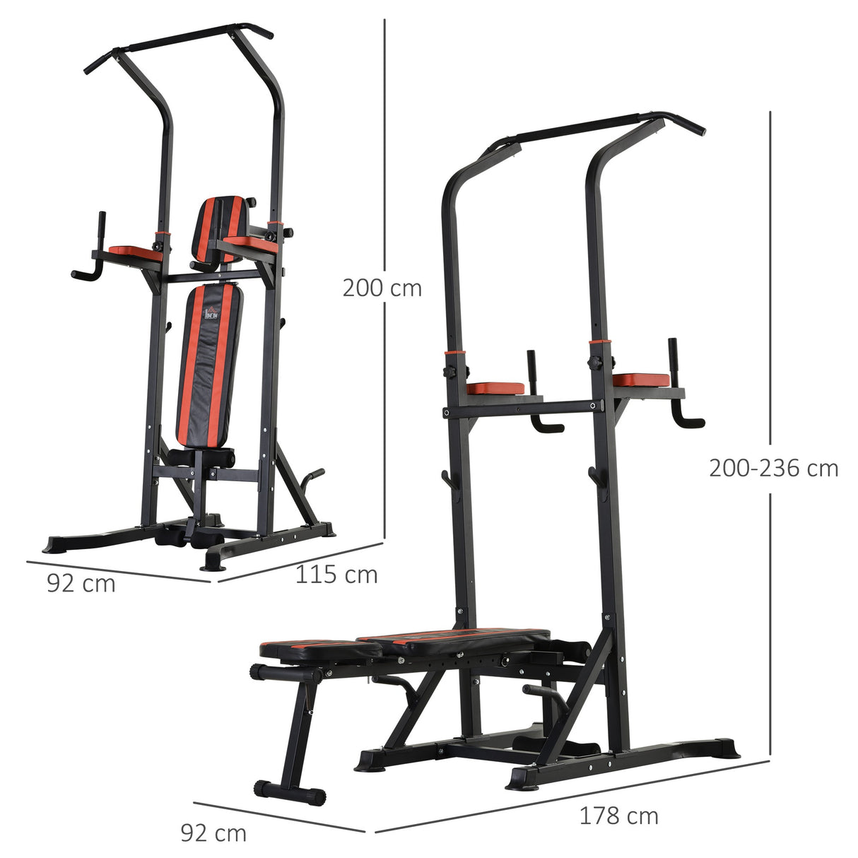 easycomfort easycomfort stazione di allenamento pieghevole multifunzionale in acciaio rosso e nero