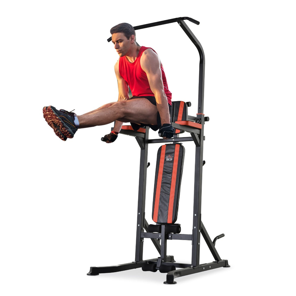 easycomfort easycomfort stazione di allenamento pieghevole multifunzionale in acciaio rosso e nero