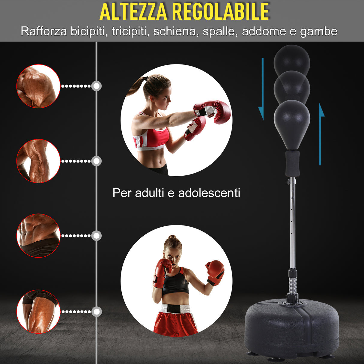 easycomfort easycomfort punching ball sacco boxe da terra con guantoni inclusi altezza regolabile