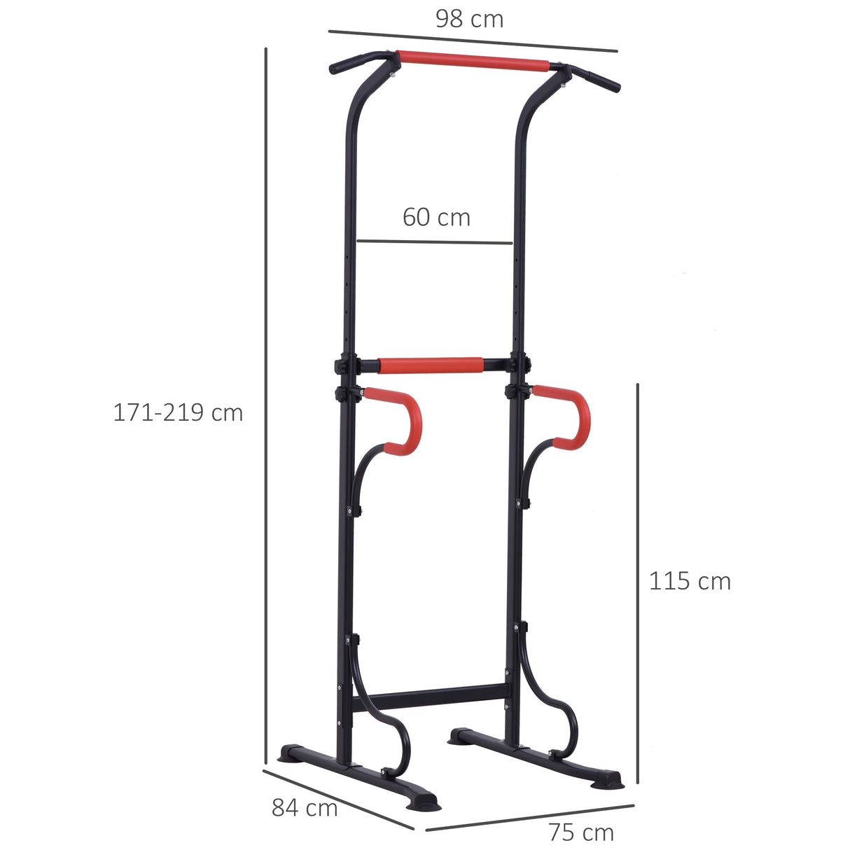 easycomfort easycomfort barra per trazioni power tower stazione fitness multifunzione regolabile 171 219cm nero rosso