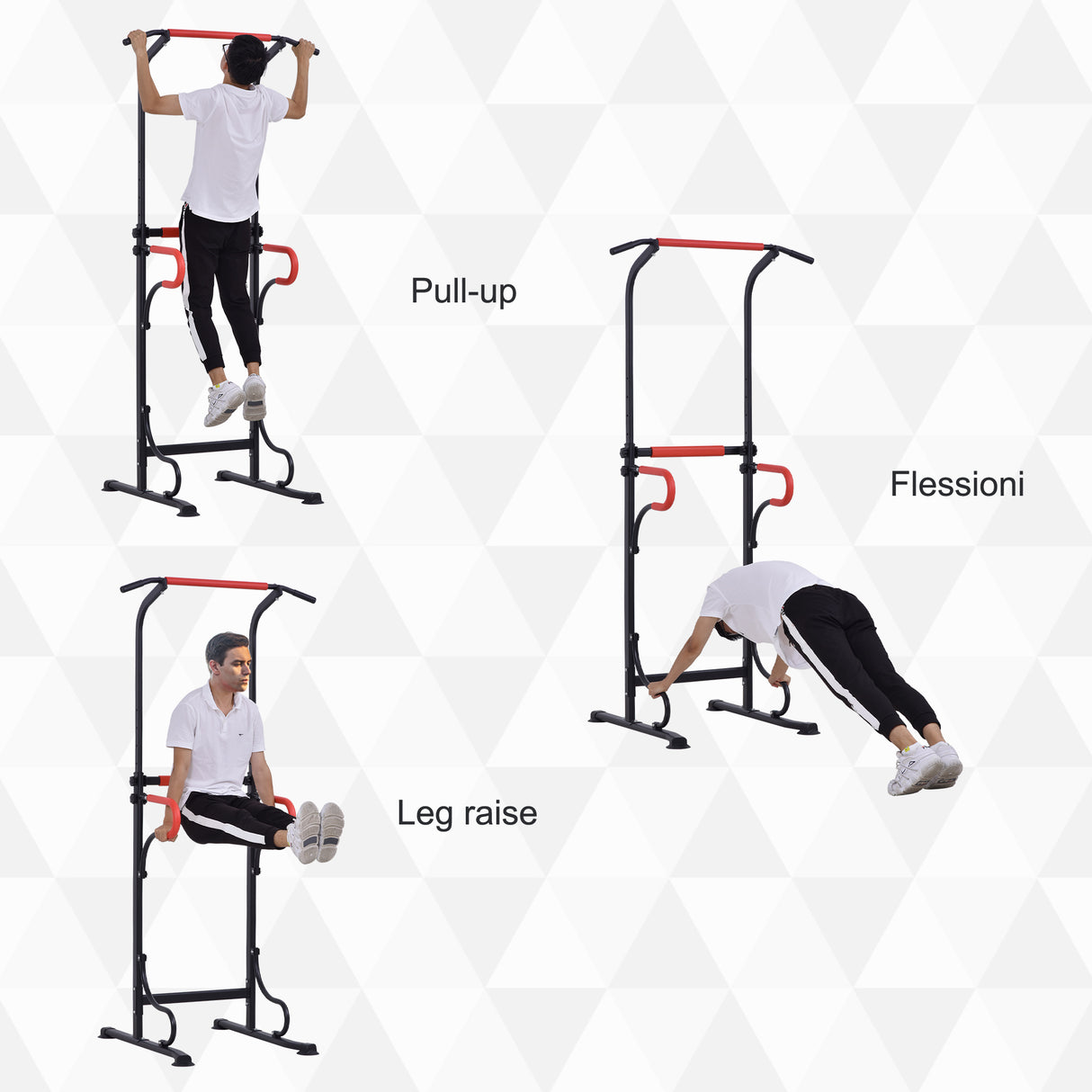 easycomfort easycomfort barra per trazioni power tower stazione fitness multifunzione regolabile 171 219cm nero rosso
