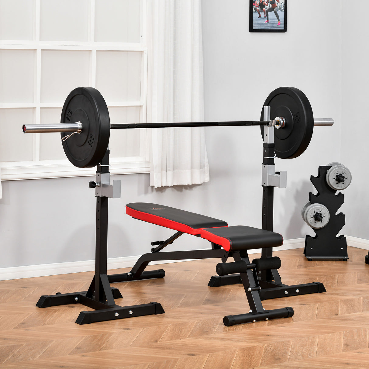 easycomfort set 2 rack porta bilanciere in acciaio ganci con altezza regolabile capacita 110kg 55x57x105 170cm nero