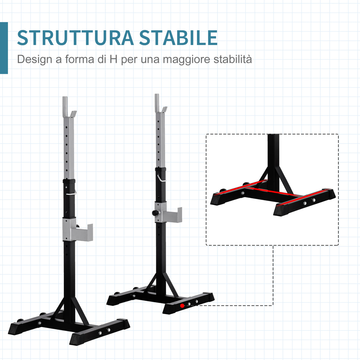 easycomfort set 2 rack porta bilanciere in acciaio ganci con altezza regolabile capacita 110kg 55x57x105 170cm nero