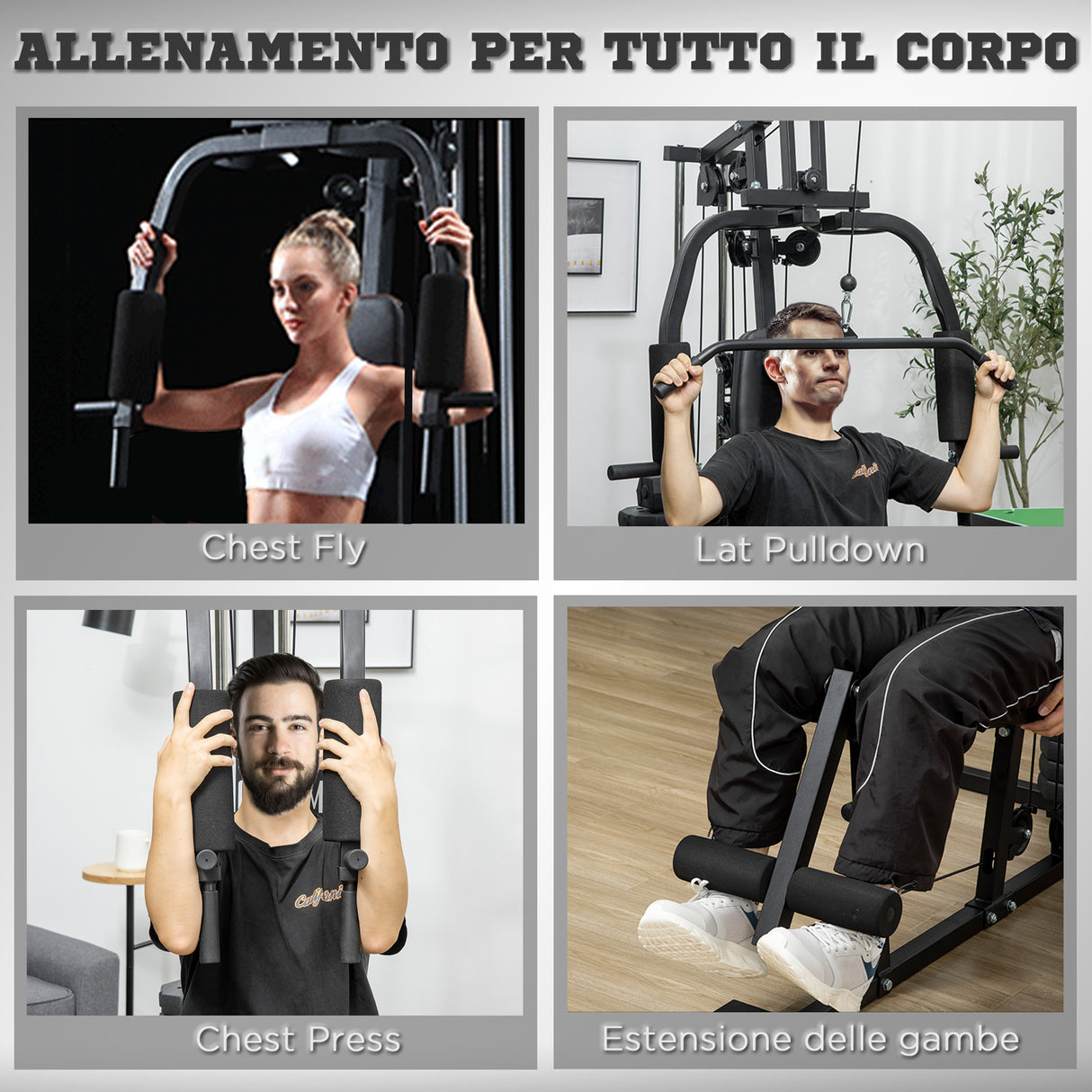 easycomfort easycomfort stazione fitness multifunzione per allenamento a casa e professionale in acciaio 148x108x207 cm nero