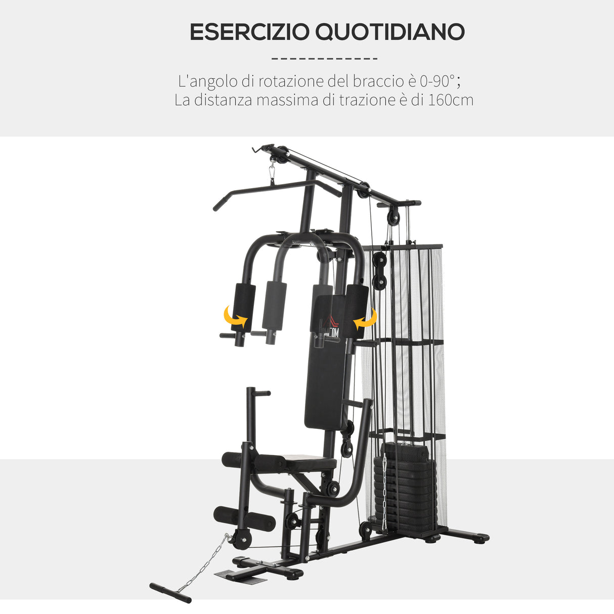 easycomfort easycomfort stazione fitness palestra multifunzione per allenamento a casa e professionale acciaio 150x110x210cm nero