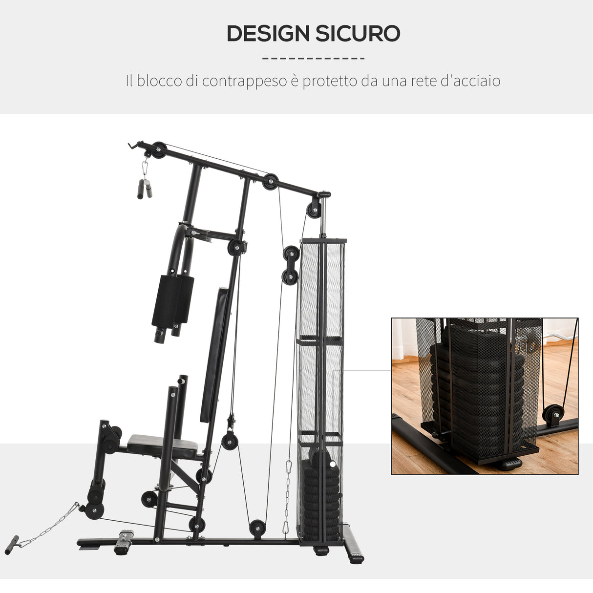 easycomfort easycomfort stazione fitness palestra multifunzione per allenamento a casa e professionale acciaio 150x110x210cm nero