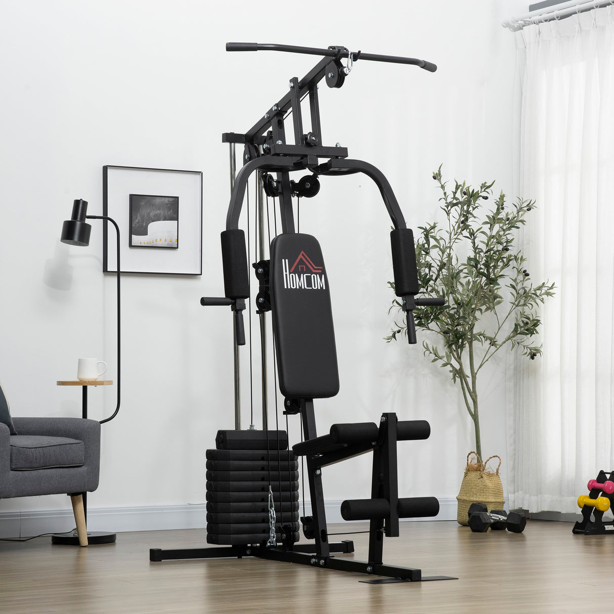 easycomfort easycomfort stazione fitness con pesi da 45kg per allenamento a casa 135x103x210cm nero