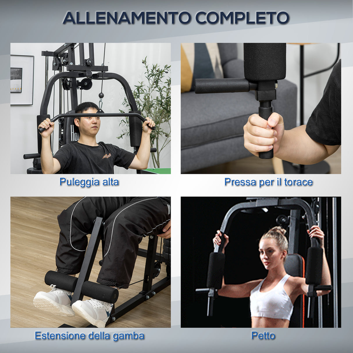 easycomfort easycomfort stazione fitness con pesi da 45kg per allenamento a casa 135x103x210cm nero